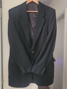 VINTAGE Custom Tailored Black 100% Cashmere Classic Blazer 40L Sport Coat Jacket